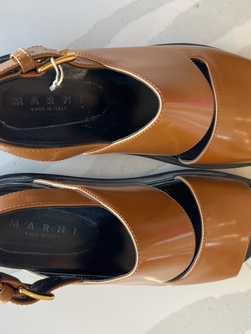 Marni Cognac Double-Strap Slingback Sandals - Picture 3 of 4